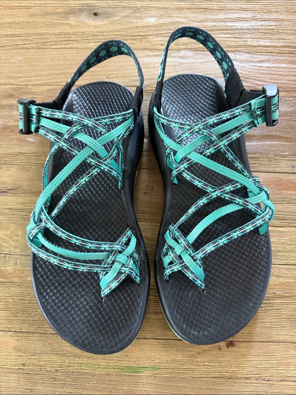 Chaco Black Sandals with Teal Green Straps